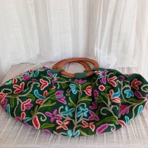 Earth Divas Embroidered Hand Bag Colorful Cotton FAIR TRADE Boho Hippie Wicker
